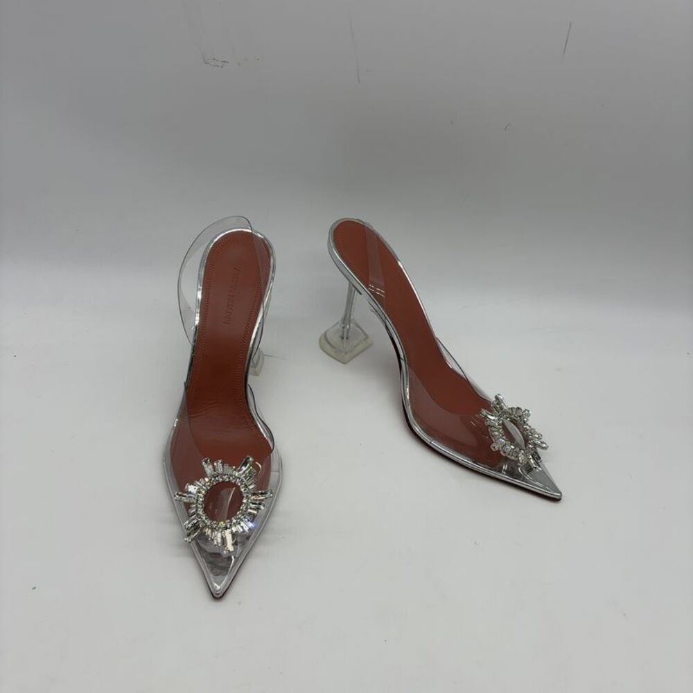 Amina Muaddi Transparent Slingback Sandal Pump